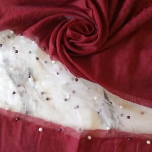 Pearl Organza Hijab Maroon