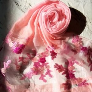 Floral Embroidery Organza Scarf Blossom