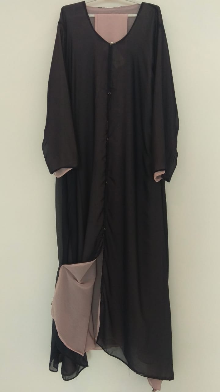 Double Sided Navy Pink Open Abaya - Abaya Online in Pakistan
