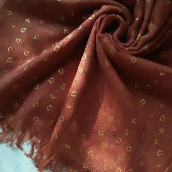 Classic Embossed Print Lawn Stole Mahogany