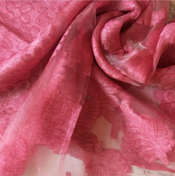 Floral Organza Stole Feather Pink