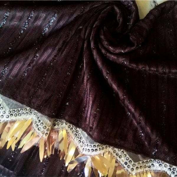 Shinning Frills Fancy Stole Brown