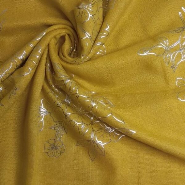 Cotton Glittery Embossed Mustard