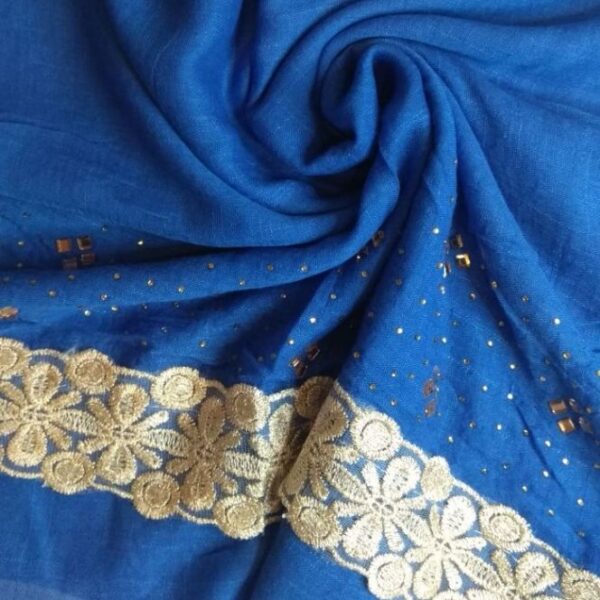 Diamante and Lace Stole Deep Blue