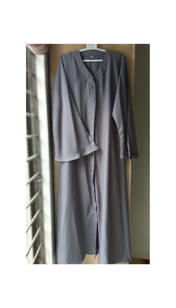 Plain Grey Open Abaya
