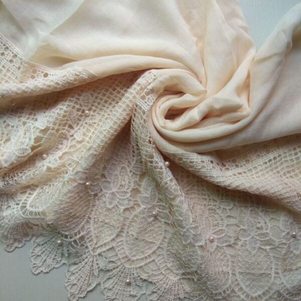 Lawn Stole with Fancy Lace Fawn