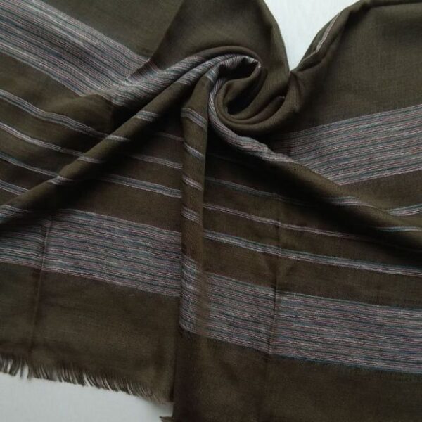 Turkish Cotton Stole with Striped Border Olive