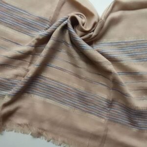 Turkish Cotton Stole with Striped Border Light Brown