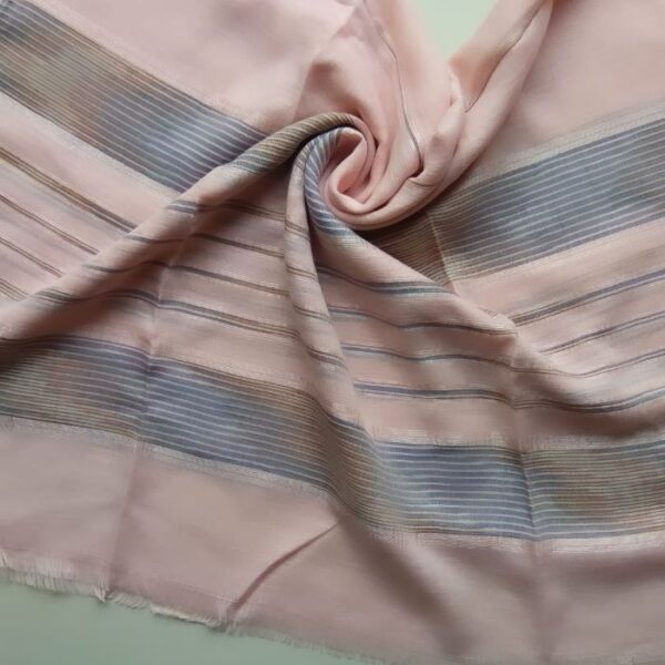 Turkish Cotton Stole with Striped Border Blush Pink