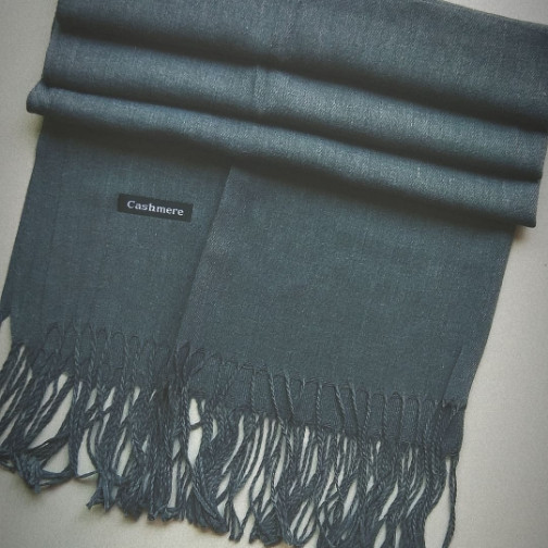 Plain Cashmere Wool Scarf Grey