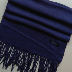 Plain Cashmere Wool Scarf Navy