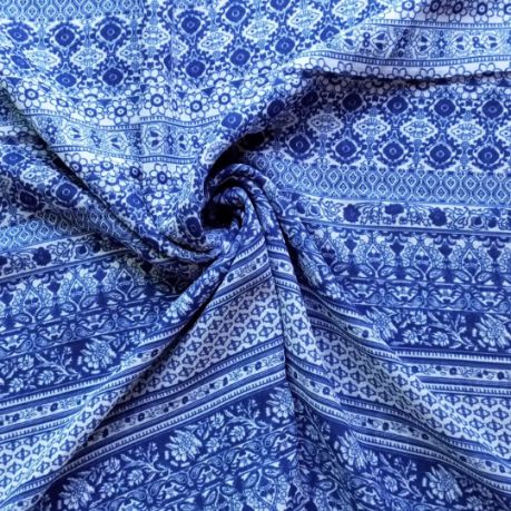 Printed Square Scarf Blue Traditional