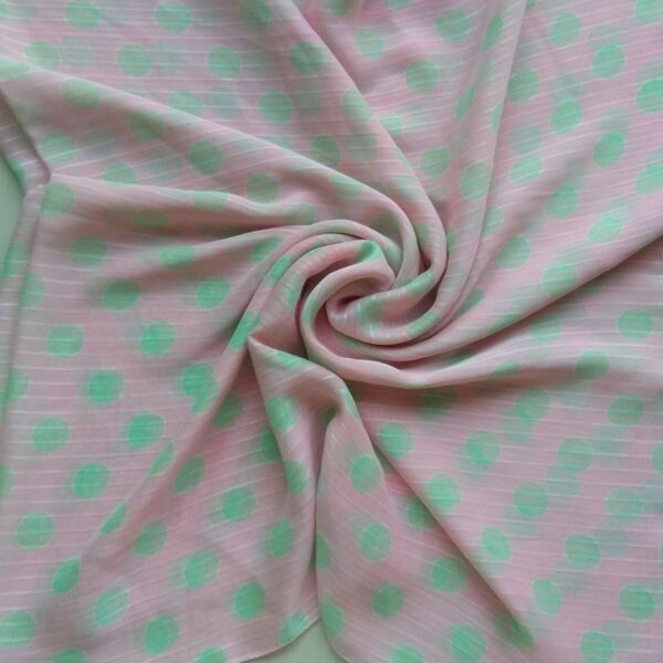 Printed Square Scarf Pink with Green Dots