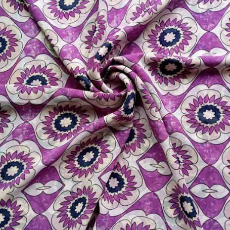 Printed Square Hijab Purple Floral