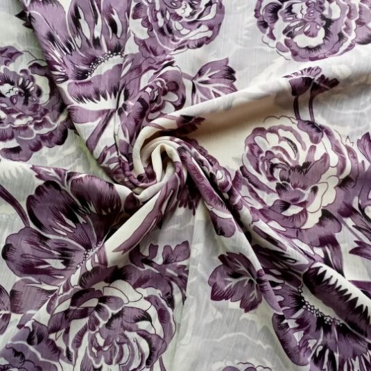 Printed Square Hijab Purple flowers