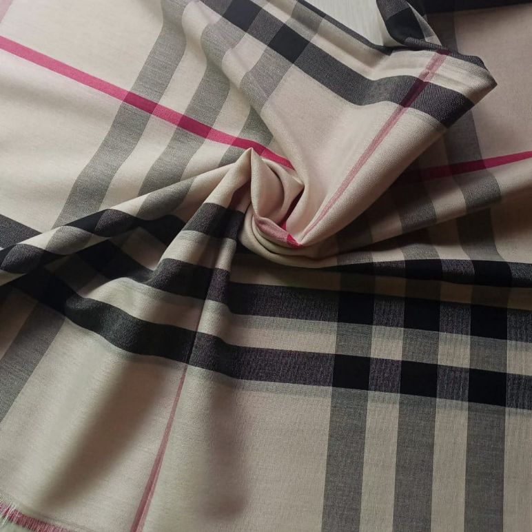 Buy Silk Hijabs Online in Pakistan - Burberry Check Nepalese Silk Scarf Fawn