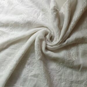 Classic Embroidered Lawn Scarf White
