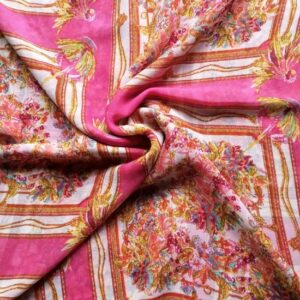 Printed Square Hijab Pink Pattern