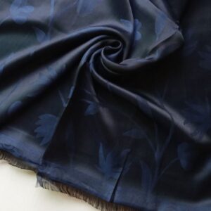 Deluxe Silk Floral Stole Navy Blue
