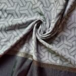 Classic Silk Scarf Geometric Grey