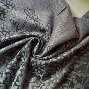 Floral Shimmer Silk Stole Dark Grey