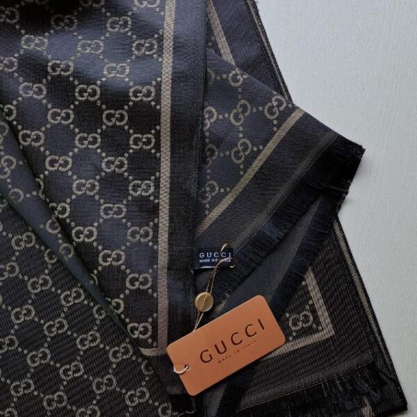 Gucci Silk Scarf Black and Gold