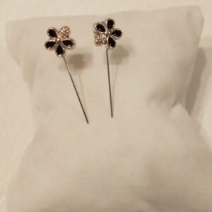 Flower Head Hijab Pins Black (Pair)
