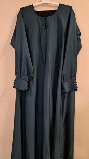 Front Closed Abaya with Buttoned Coughs Dark Green