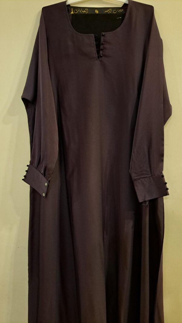 Front Closed Abaya with Buttoned Cough Dark Purple