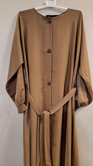 Light Brown Open Abaya with Elasticated Coughs