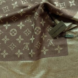 Louis Vuitton Silk Cashmere Scarf Chocolate Brown