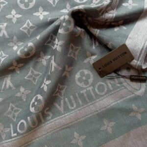 Louis Vuitton Silk Cashmere Scarf Grey and pink