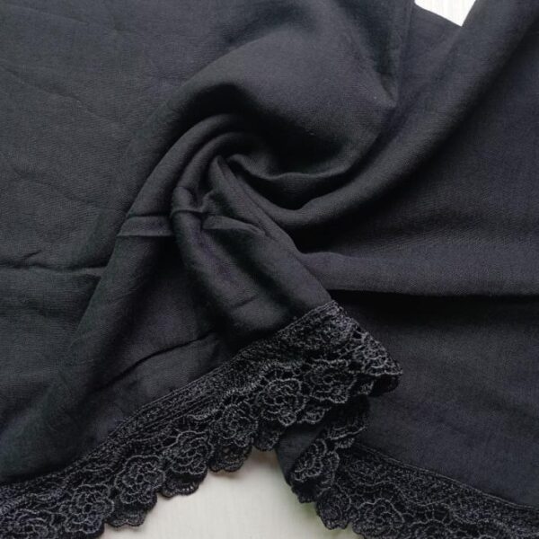 Swiss Lawn Square Hijab Black