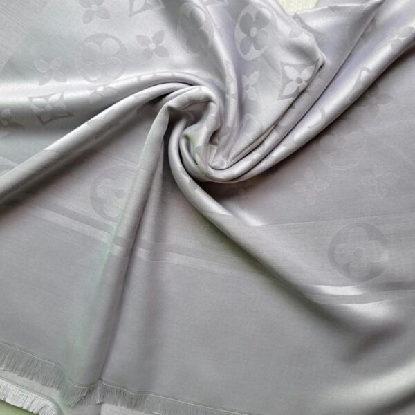 Floral Silk Scarf Light Grey