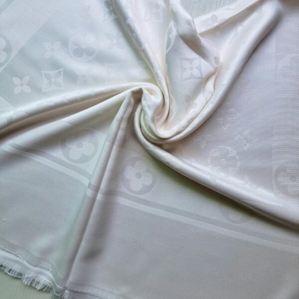 Floral Silk Scarf Off White
