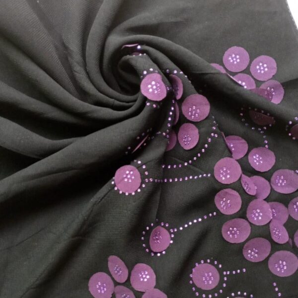 Georgette Square Scarf Black Berry