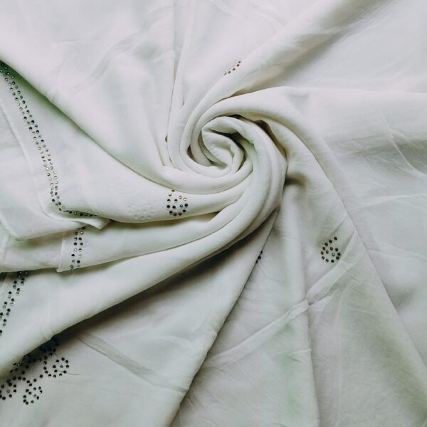 Georgette Square Scarf with Diamantes Off White