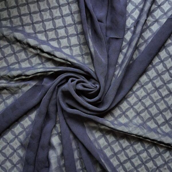Premium Self-Print Georgette Hijab Navy