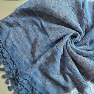 Party Wear Lawn Hijab Blue