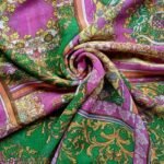 Printed Square Hijab Green Abstract