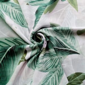 Printed Square Hijab Green Foliage