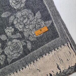 Cashmere Winter Stole Black Floral