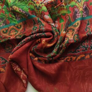 Premium Printed Square Scarf Scarlet