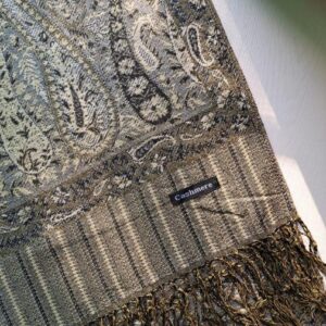 Printed Pashmina Shawl Black Mustard