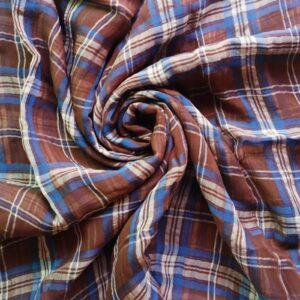 Printed Square Scarf Ash Brown Check