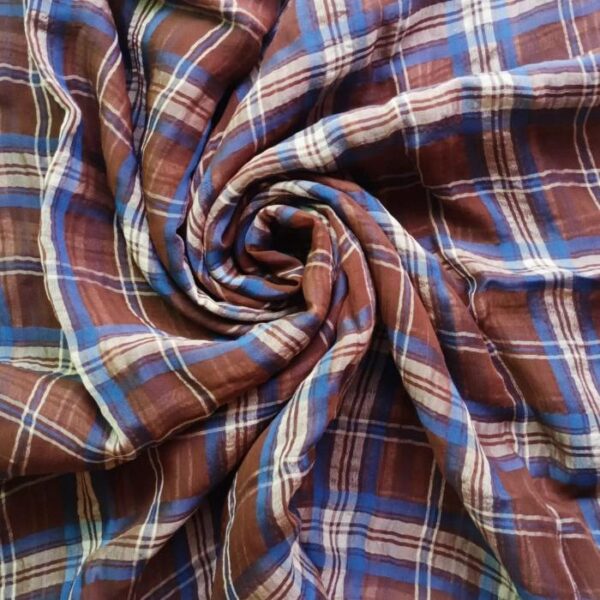 Printed Square Scarf Ash Brown Check