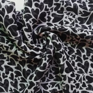 Printed Square Scarf Black Hearts