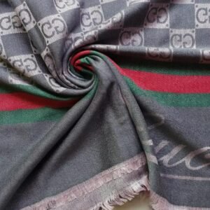 Gucci Silk Cashmere Scarf Pink Grey