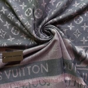 Louis Vuitton Silk Cashmere Stole Pink Grey