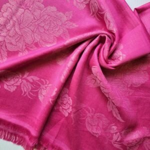 Glittery Floral Silk Stole Princess Pink
